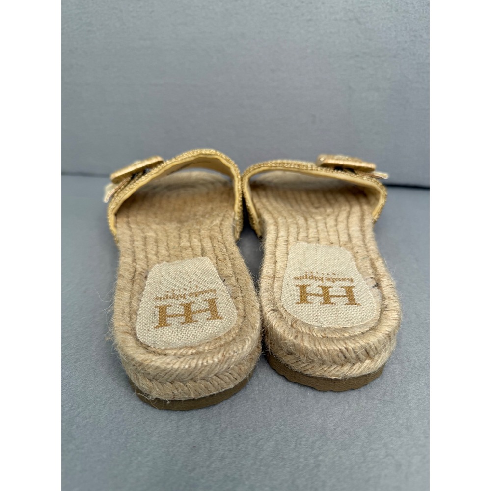 Haute Hippie Nyssa Gold Woven Espadrille Slide Sandals Womens 8.5M Buckle Boho - Picture 6 of 8